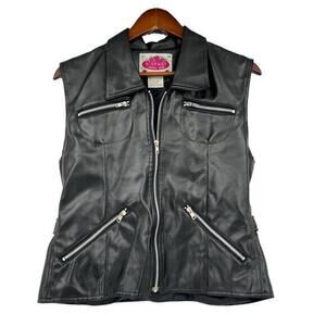 Highway Original style lifestyle clothing black vest faux leather moto sz medium
